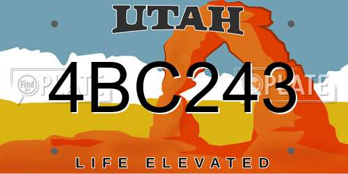 4BC243 Utah License Plate