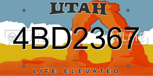 4BD2367 Utah License Plate