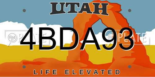 4BDA93 Utah License Plate