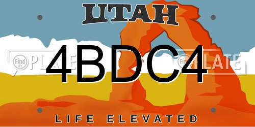 4BDC4 Utah License Plate