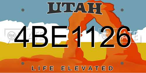4BE1126 Utah License Plate
