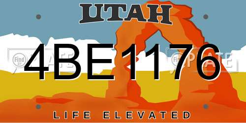 4BE1176 Utah License Plate