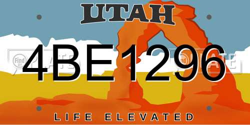 4BE1296 Utah License Plate