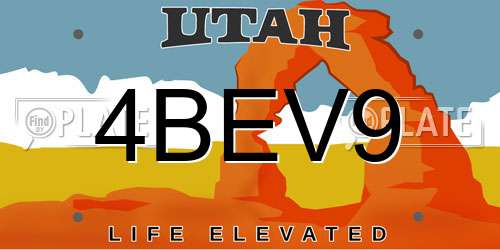 4BEV9 Utah License Plate