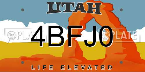 4BFJ0 Utah License Plate