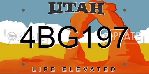 4BG197 Utah License Plate