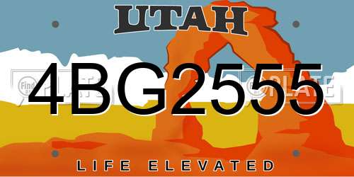 4BG2555 Utah License Plate