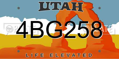 4BG258 Utah License Plate