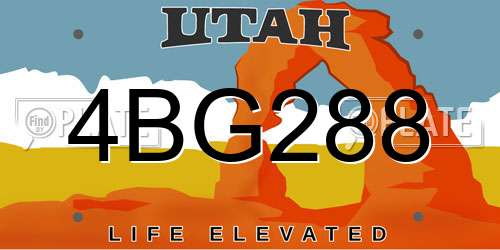 4BG288 Utah License Plate