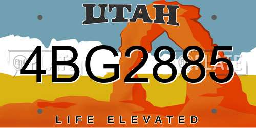 4BG2885 Utah License Plate