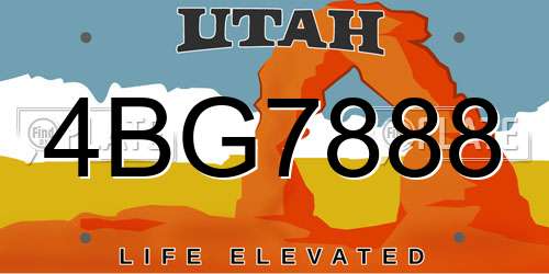 4BG7888 Utah License Plate
