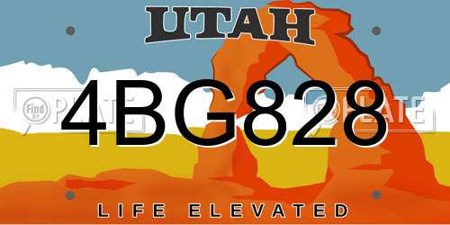 4BG828 Utah License Plate