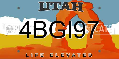 4BGI97 Utah License Plate
