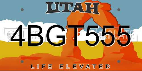4BGT555 Utah License Plate