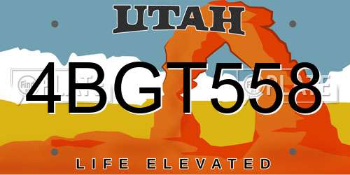4BGT558 Utah License Plate