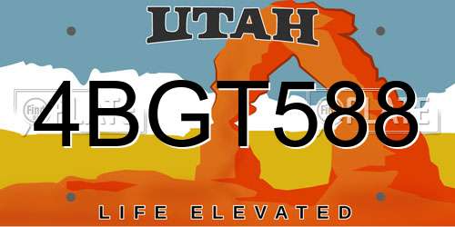 4BGT588 Utah License Plate