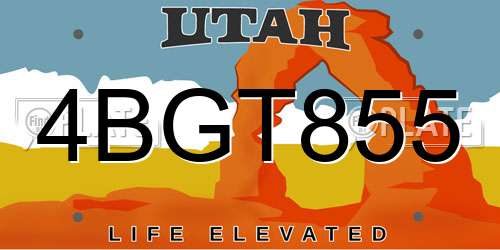 4BGT855 Utah License Plate
