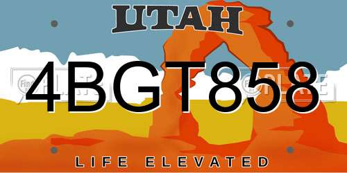 4BGT858 Utah License Plate