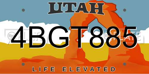 4BGT885 Utah License Plate