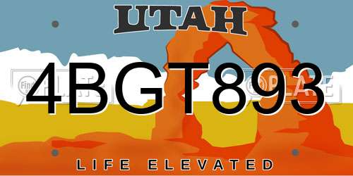 4BGT893 Utah License Plate