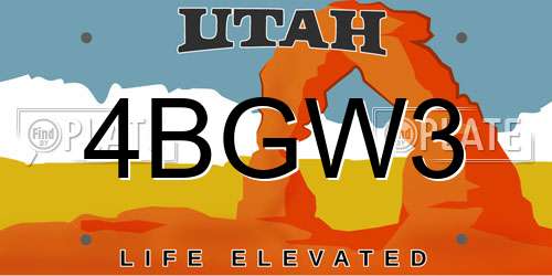 4BGW3 Utah License Plate