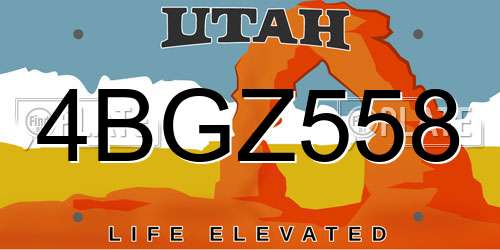 4BGZ558 Utah License Plate