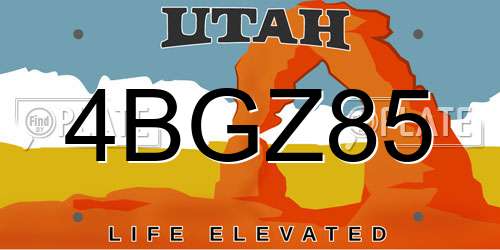 4BGZ85 Utah License Plate