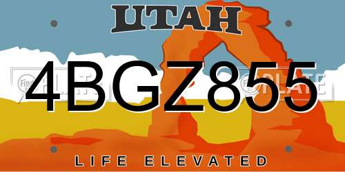4BGZ855 Utah License Plate