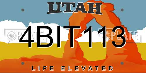 4BIT113 Utah License Plate