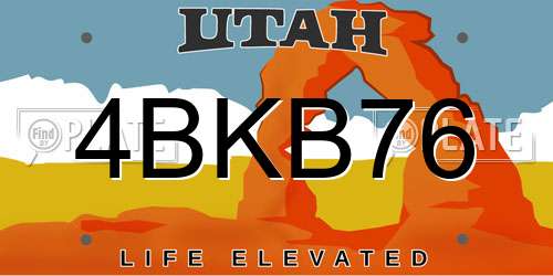 4BKB76 Utah License Plate