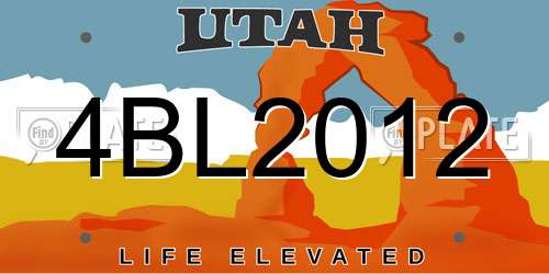 4BL2012 Utah License Plate