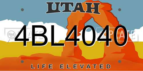4BL4040 Utah License Plate