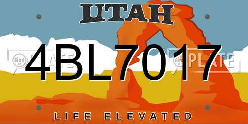 4BL7017 Utah License Plate