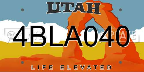 4BLA040 Utah License Plate