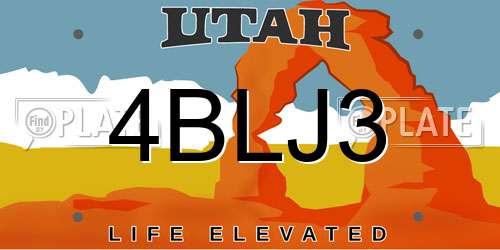 4BLJ3 Utah License Plate