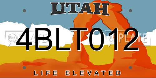 4BLT012 Utah License Plate