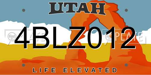 4BLZ012 Utah License Plate
