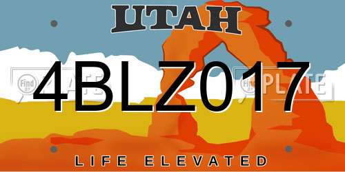 4BLZ017 Utah License Plate