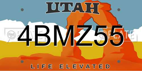 4BMZ55 Utah License Plate