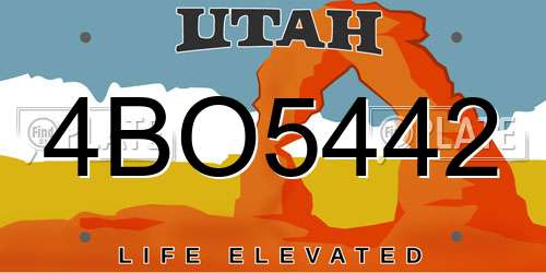 4BO5442 Utah License Plate