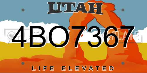 4BO7367 Utah License Plate