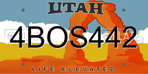 4BOS442 Utah License Plate