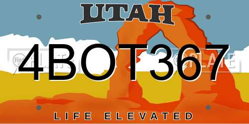 4BOT367 Utah License Plate