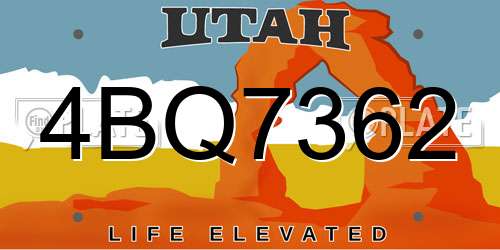 4BQ7362 Utah License Plate