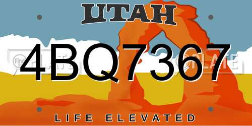 4BQ7367 Utah License Plate