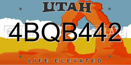 4BQB442 Utah License Plate