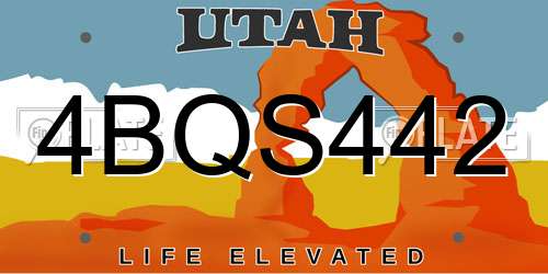 4BQS442 Utah License Plate