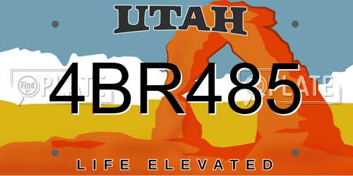 4BR485 Utah License Plate