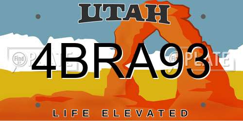 4BRA93 Utah License Plate