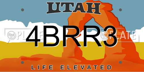 4BRR3 Utah License Plate